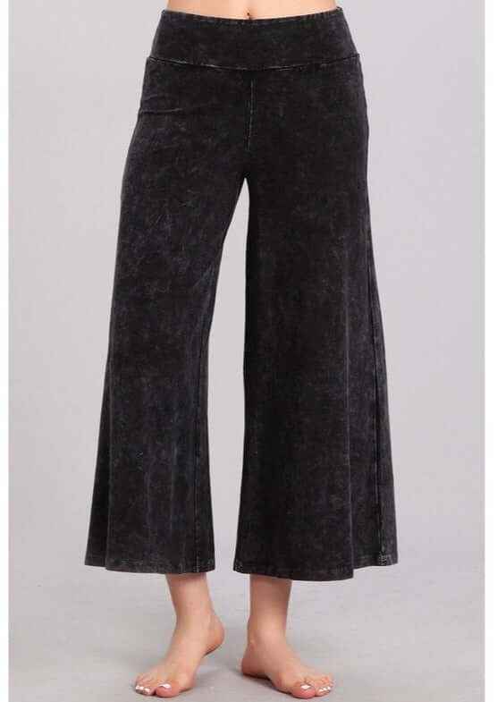 Mineral Washed Cropped Gaucho Pants Made in USA - Stylish and Comfortable