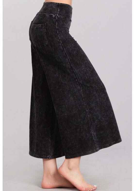 Mineral Washed Cropped Gaucho Pants Made in USA - Stylish and Comfortable