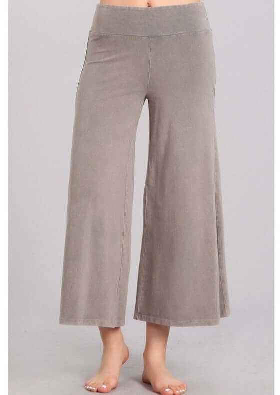 Mineral Washed Cropped Gaucho Pants Made in USA - Stylish and Comfortable