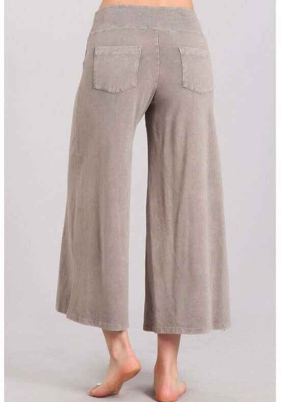 Mineral Washed Cropped Gaucho Pants Made in USA - Stylish and Comfortable