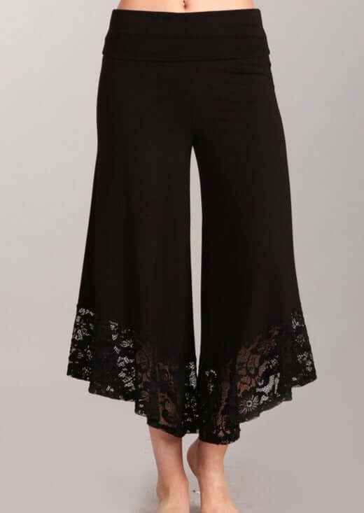 Lace Hem Gaucho Pants - Final Clearance Sale