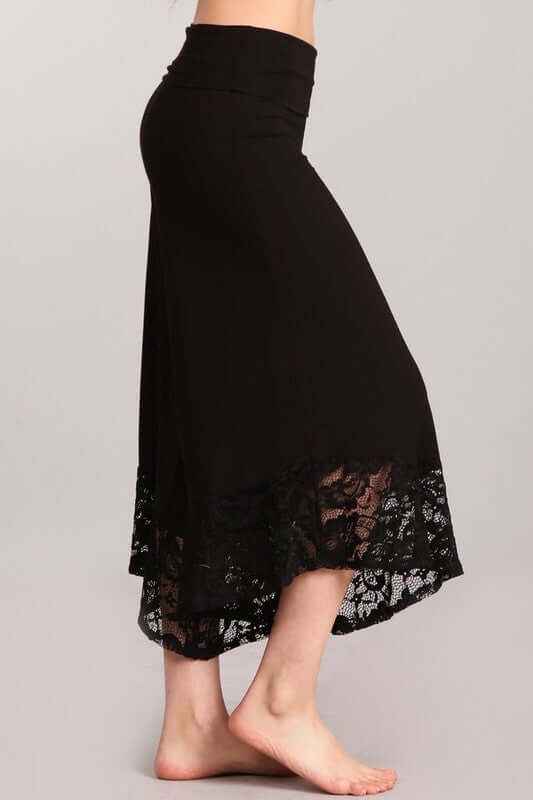 Lace Hem Gaucho Pants - Final Clearance Sale