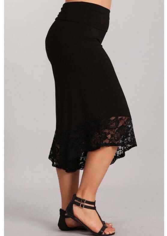 Black Lace Hem Gaucho Pants Plus Size Made in USA