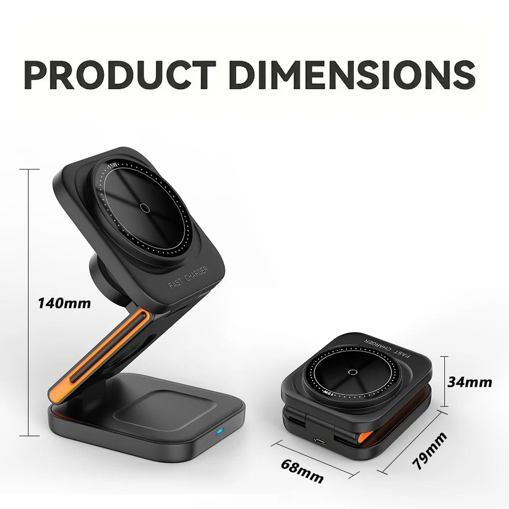 3 in 1 Foldable Charging Station - Versatile and Space-Saving Solution