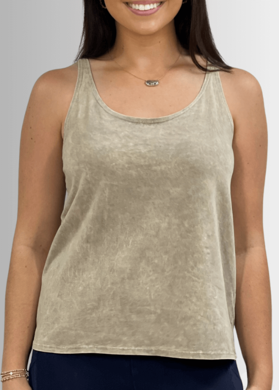 Twenty Four Seven Cotton Tank in Dark Blue Grey Denim - Comfortable and Versatile