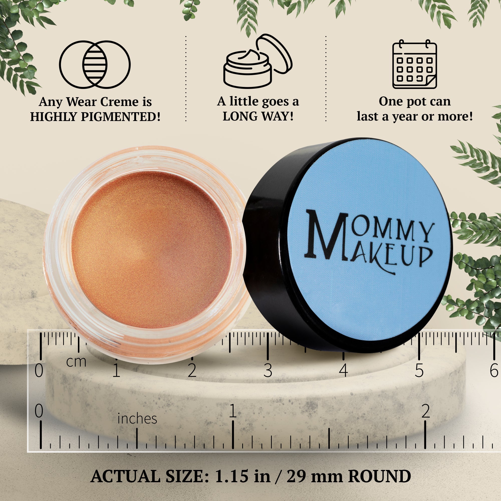 Golden Apricot Any Wear Creme - A Waterproof Multi-tasking creme to powder product for eyes, cheeks & lips. Can be worn anywhere - RFE Marketing Ventures