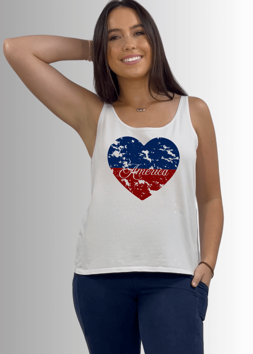 America Heart Graphic Premium Cotton Tank - RFE Marketing Ventures