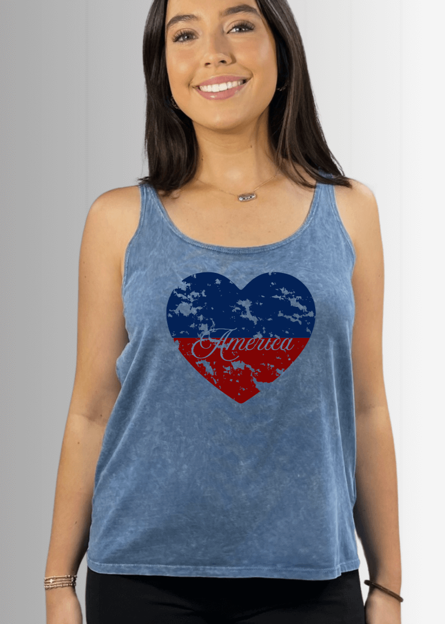 America Heart Graphic Premium Cotton Tank - RFE Marketing Ventures