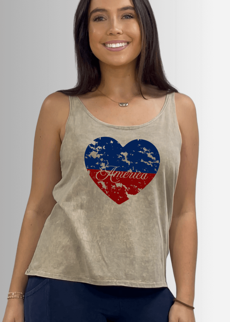 America Heart Graphic Premium Cotton Tank - RFE Marketing Ventures