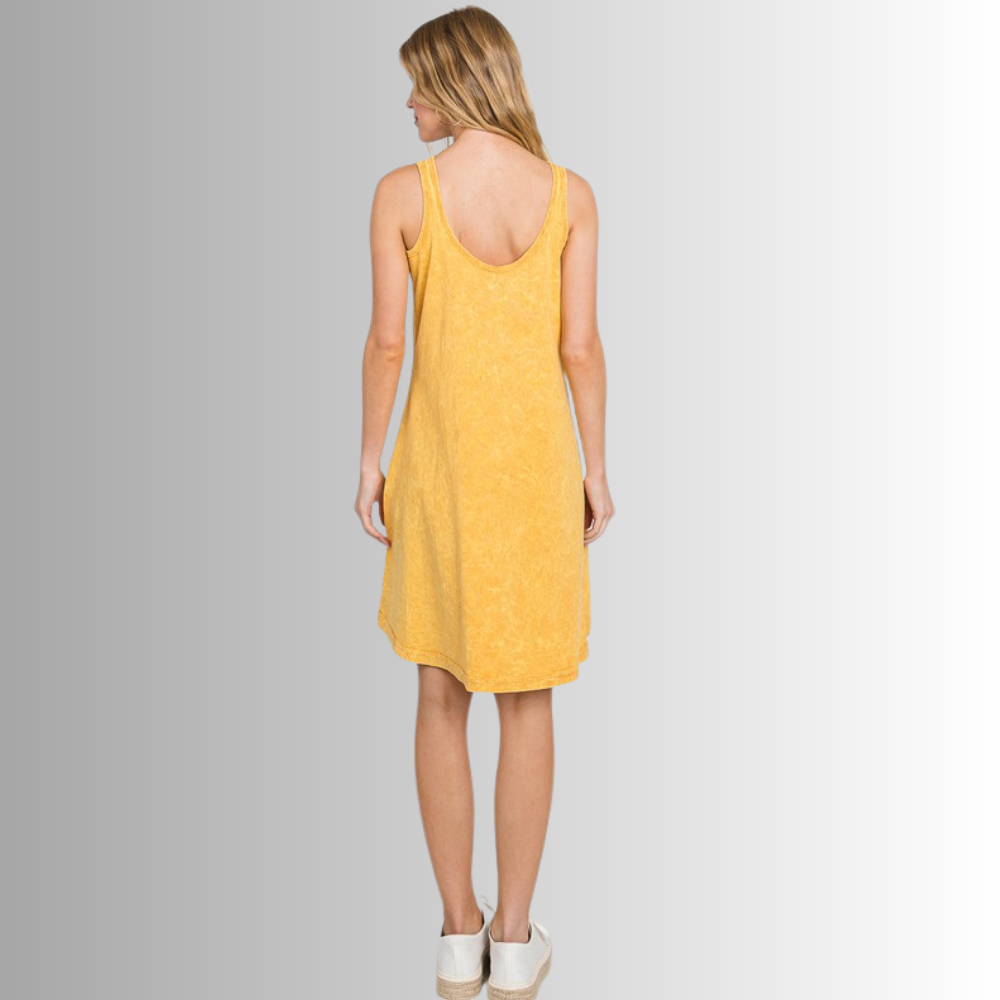 Apricot Yellow Cotton Tank Dress for Effortless Summer Style