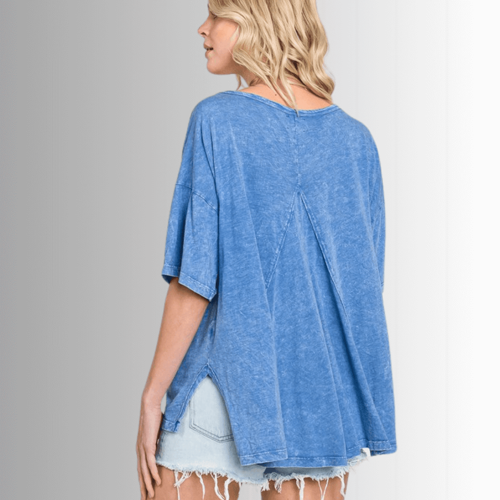 Aubree Cotton Slub Mineral Washed Top for Effortless Style and Comfort