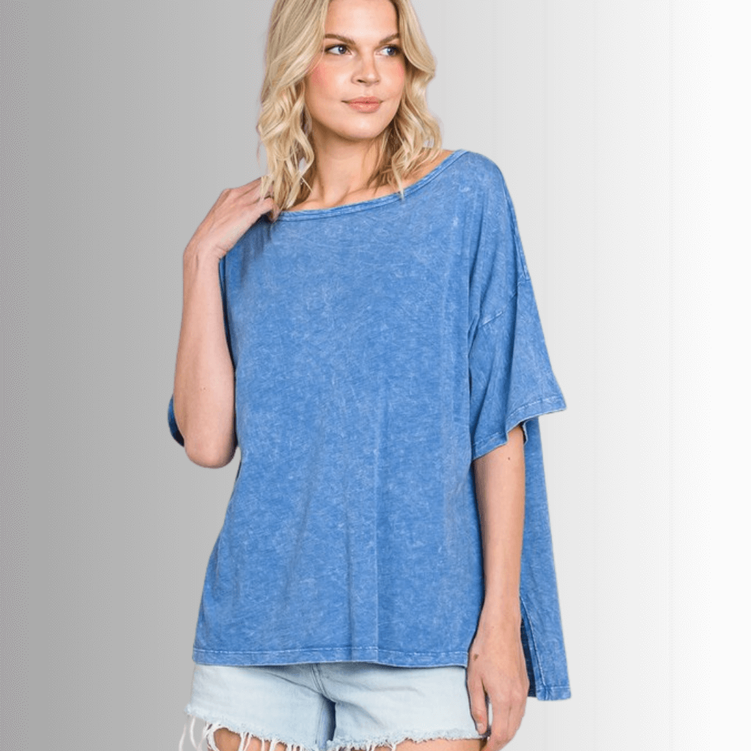 Aubree Cotton Slub Mineral Washed Top for Effortless Style and Comfort