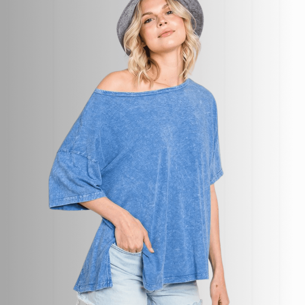 Aubree Cotton Slub Mineral Washed Top for Effortless Style and Comfort