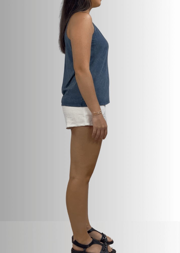 Twenty Four Seven Cotton Tank in Dark Blue Grey Denim - Comfortable and Versatile