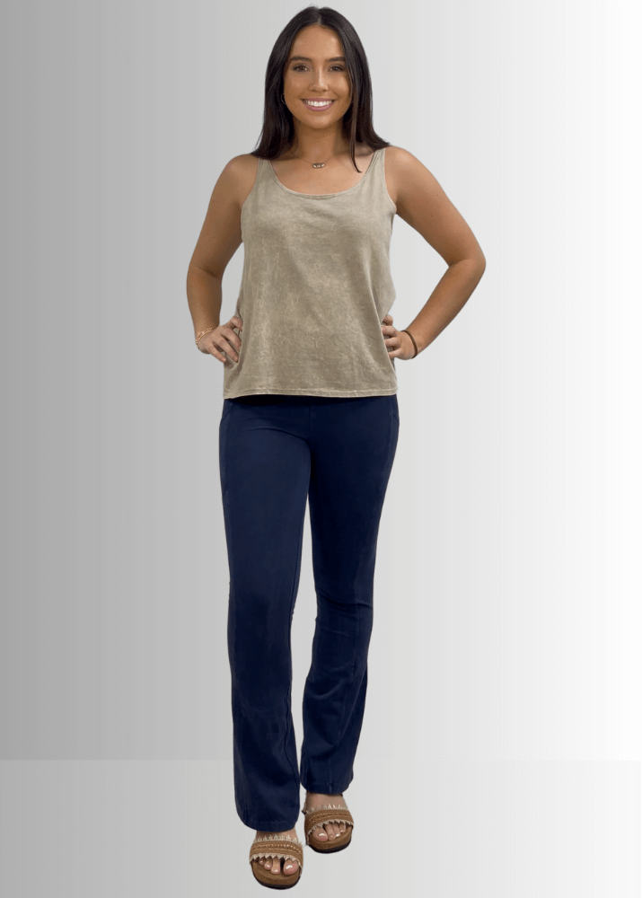 Twenty Four Seven Cotton Tank in Stone - Comfortable Everyday Essential