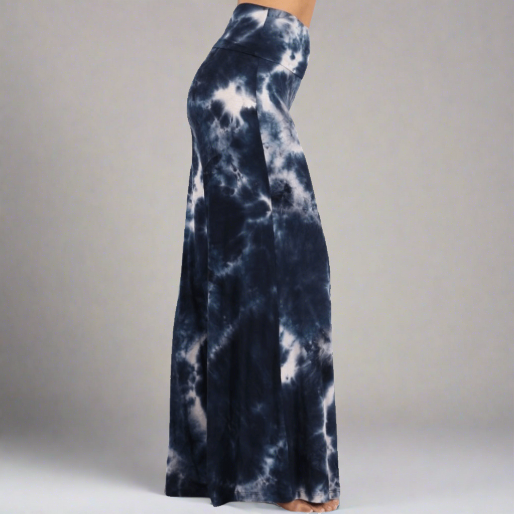 Beach and Lounge Navy Tie Dye Palazzo Pants - Made in USA