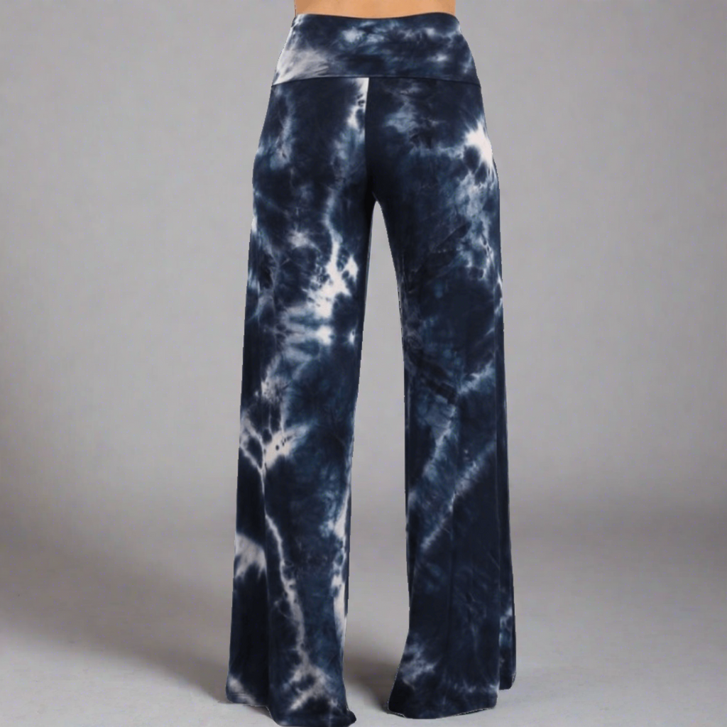 Beach and Lounge Navy Tie Dye Palazzo Pants - Made in USA