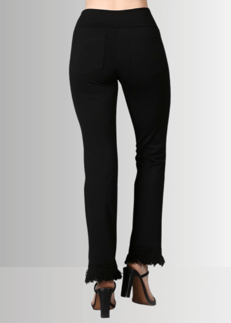 Black Plus Size Crochet Pants with Fringe Hem - Stylish and Comfortable Crochet Pants