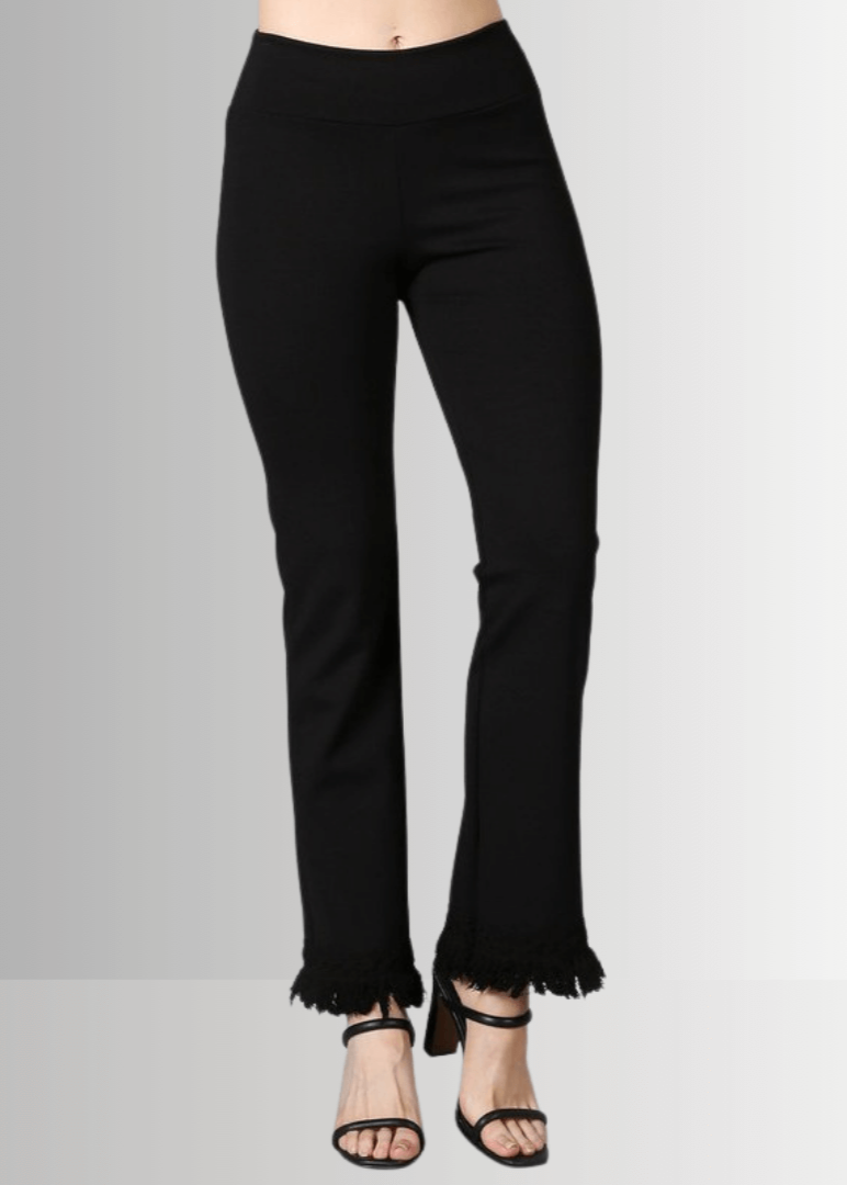 Black Plus Size Crochet Pants with Fringe Hem - Stylish and Comfortable Crochet Pants