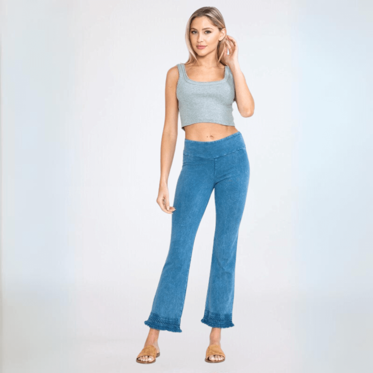 Crochet Cropped Cotton Jeggings Made in USA - Stylish & Comfortable