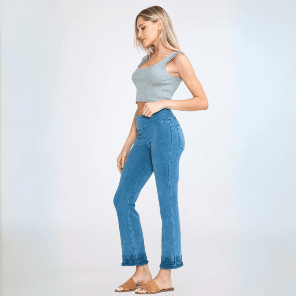 Crochet Cropped Cotton Jeggings Made in USA - Stylish & Comfortable