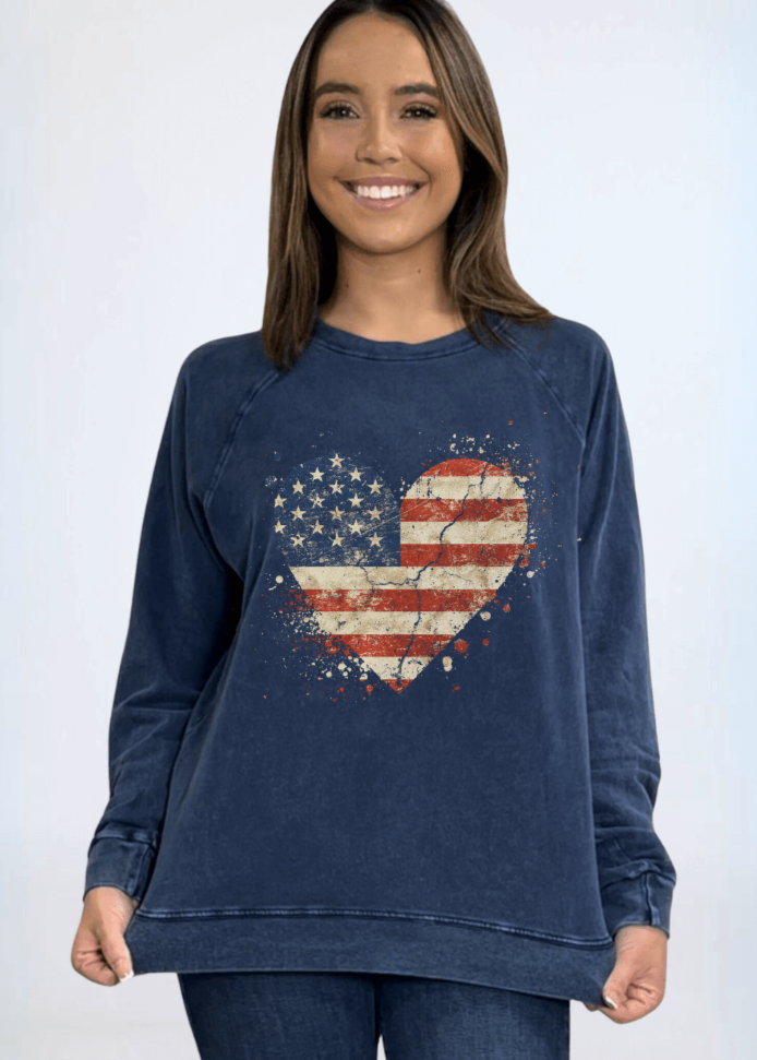Distressed American Flag Graphic Sweatshirt Made in USA - RFE Marketing Ventures