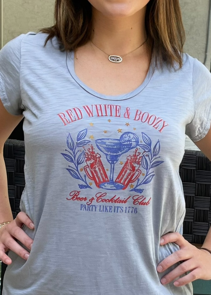 Red White and Boozy Graphic Patriotic 4th of July T-Shirt - RFE Marketing Ventures