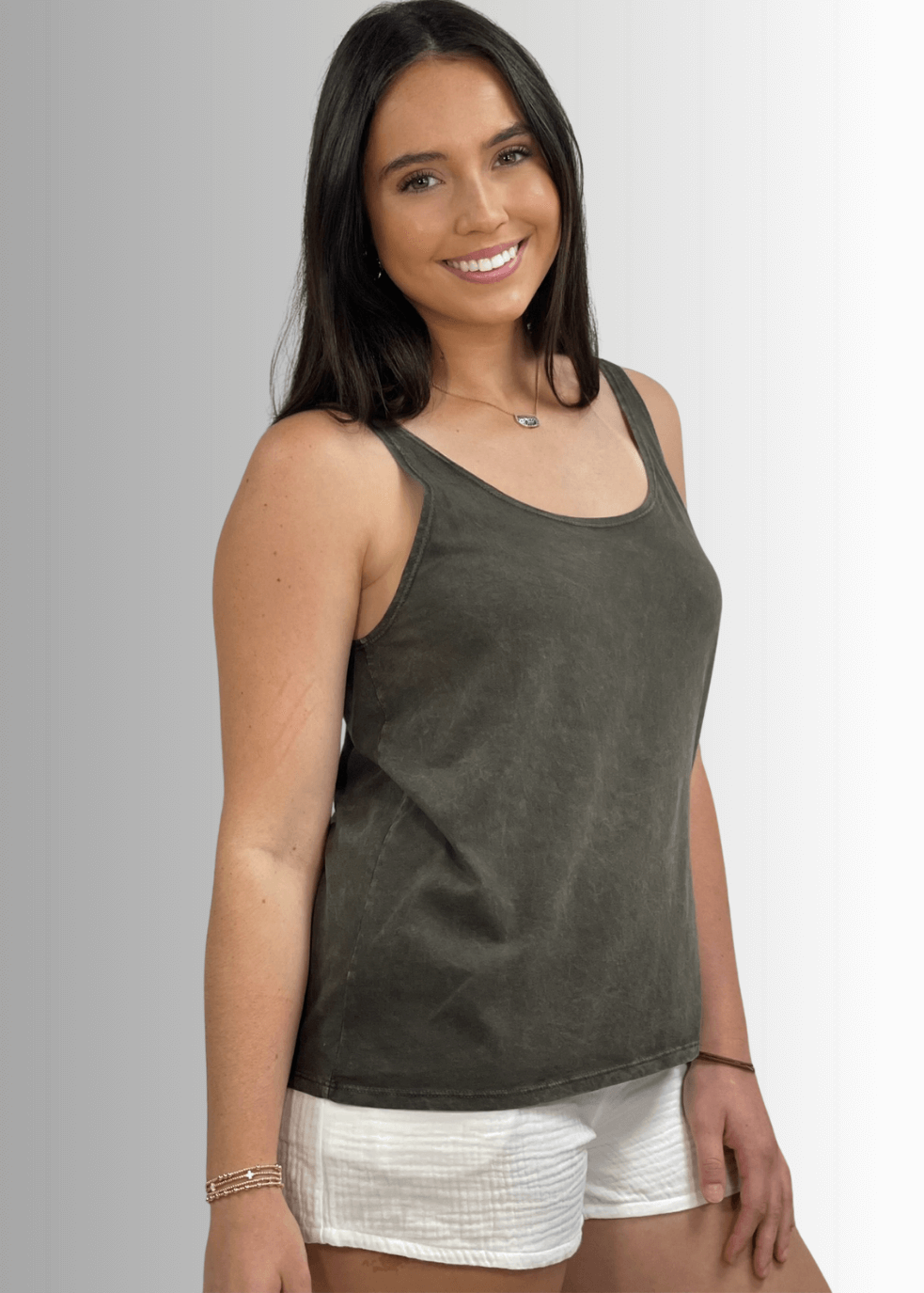 Twenty Four Seven Cotton Tank in Dark Blue Grey Denim - Comfortable and Versatile