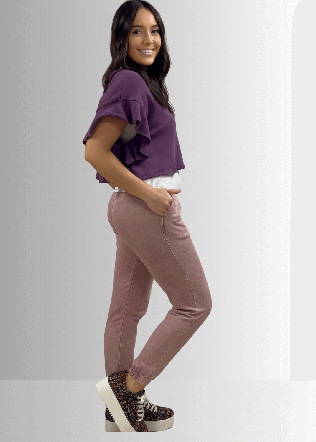 All Day French Terry Light Denim Joggers with Pockets