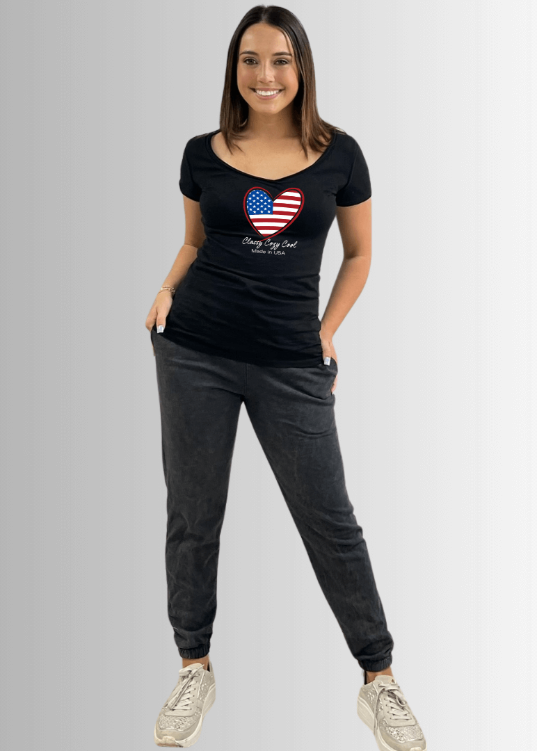 CCC Made in USA Flag Heart Graphic Tee - RFE Marketing Ventures