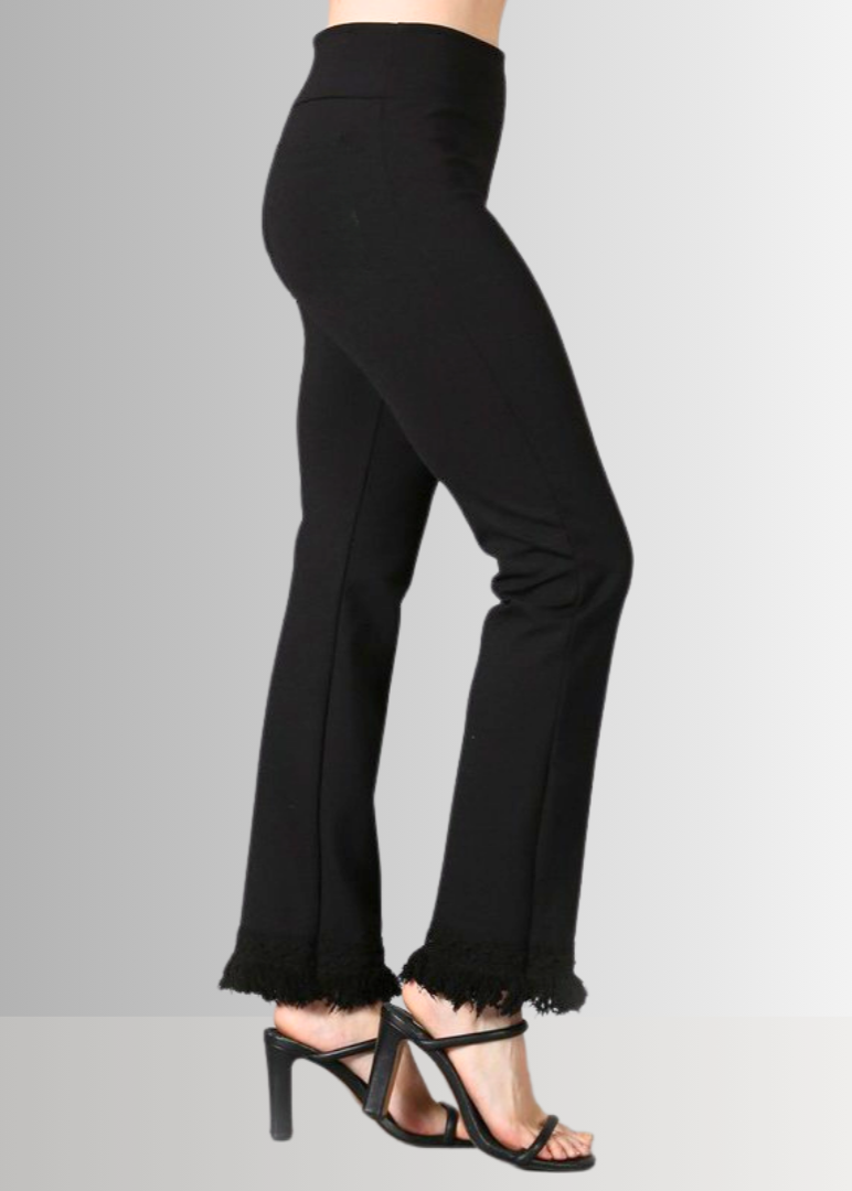 Mineral Washed Plus Size Crochet Fringe Hem Pants