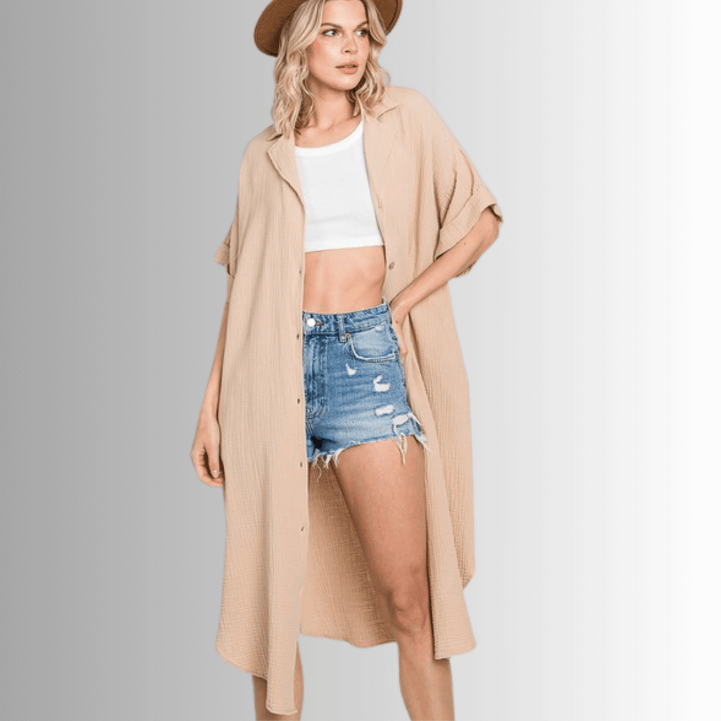 Phoebe Cotton Gauze Shirt Dress for Effortless Style and Comfort