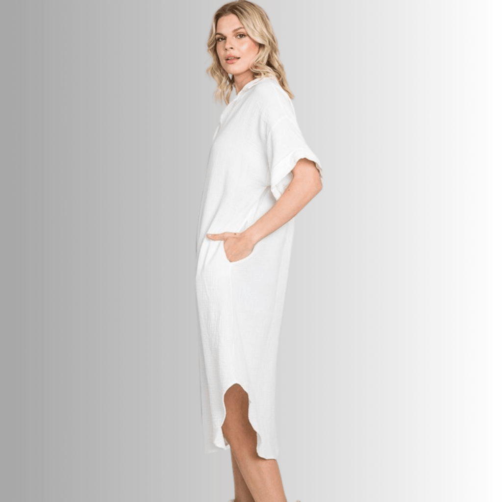 Phoebe Cotton Gauze Shirt Dress for Effortless Style and Comfort