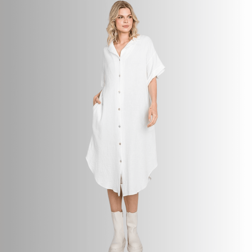 Phoebe Cotton Gauze Shirt Dress for Effortless Style and Comfort