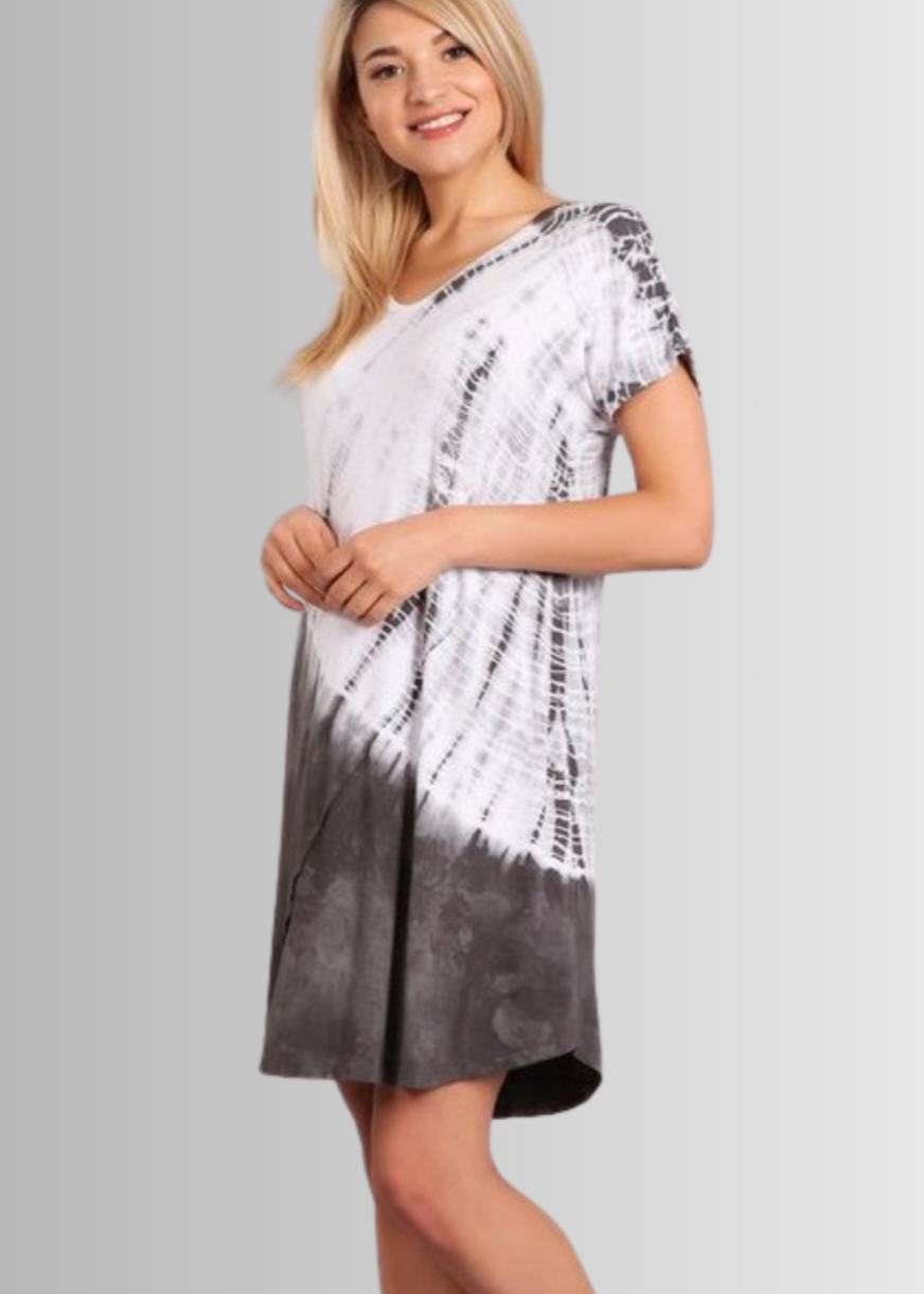 Casually Cool Grey Tie Dye Dress
