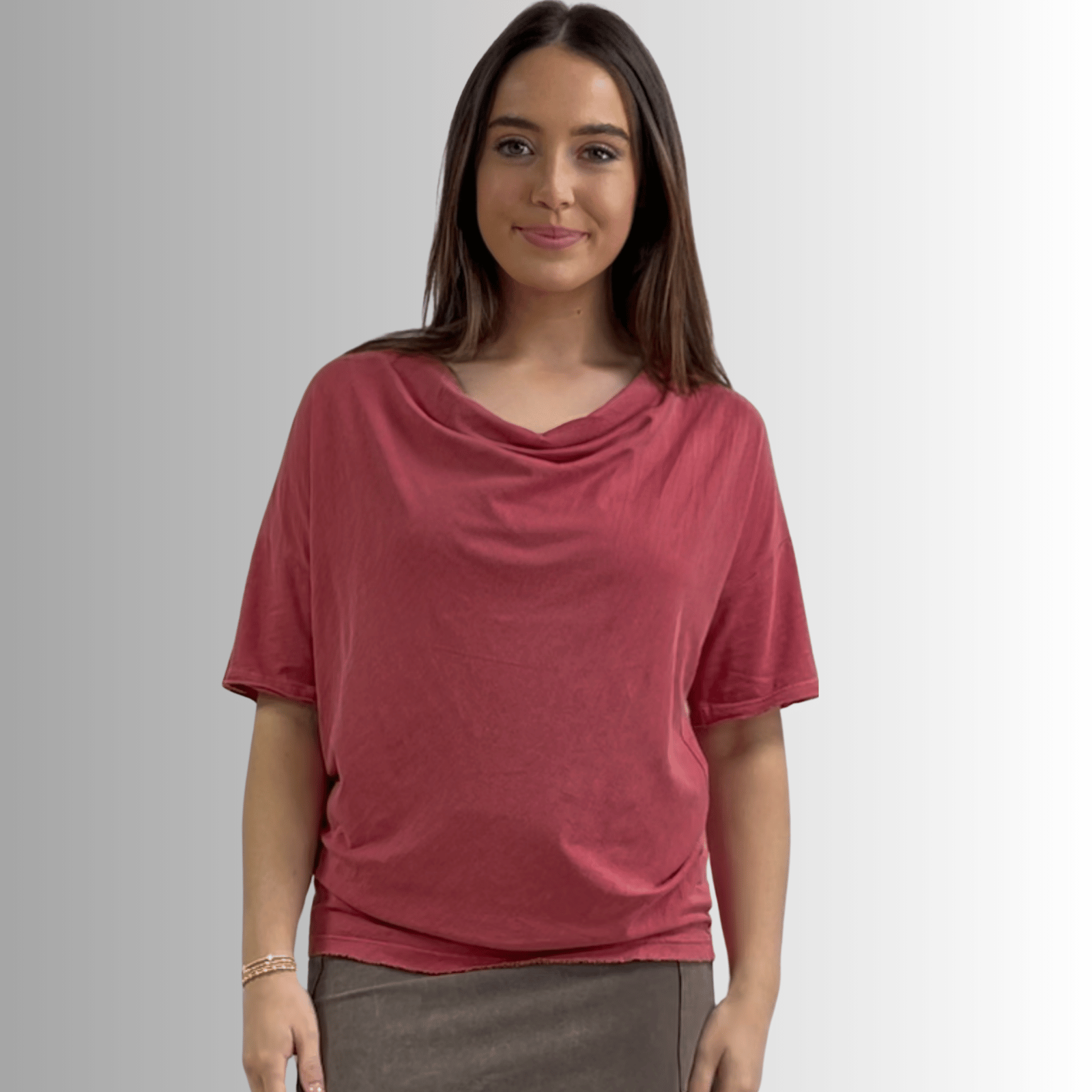 Julianne Cotton Cowl Neck Tee - Comfortable and Stylish Essential
