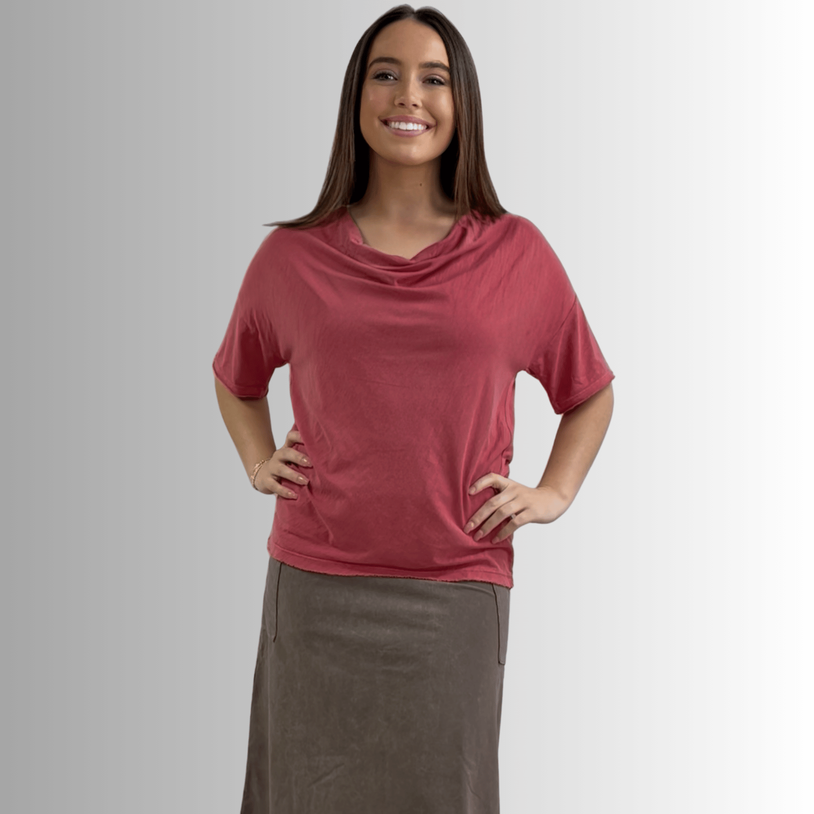 Julianne Cotton Cowl Neck Slub Tee for Stylish Comfort