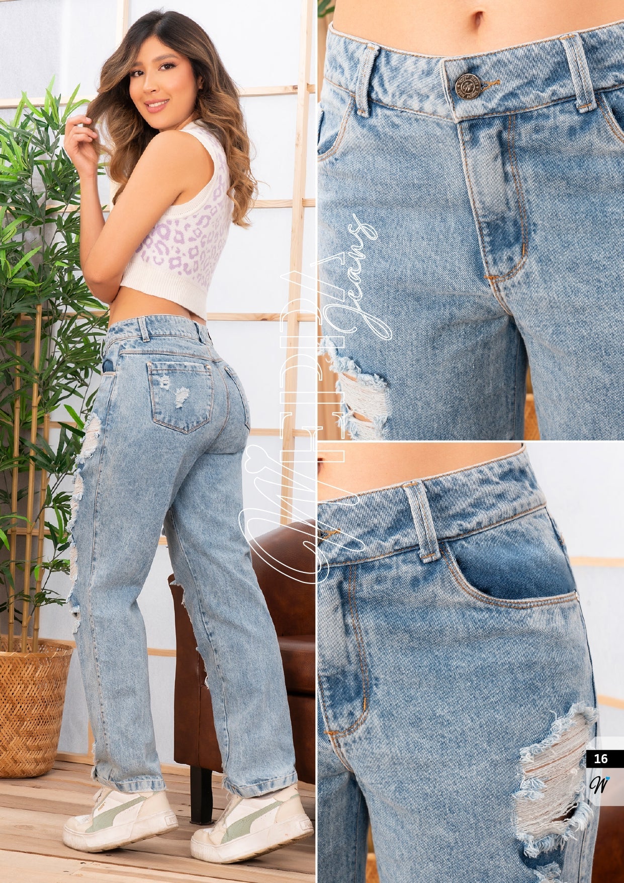 W-323 100%  Authentic Colombian Jeans (Wide Leg, Mid Rise, Tummy Control Boyfriend Jeans) - RFE Marketing Ventures