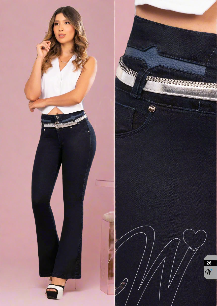 W-327 100%  Authentic Colombian Push Up Jeans (Tummy Control, High Waist, Flare Leg) - RFE Marketing Ventures