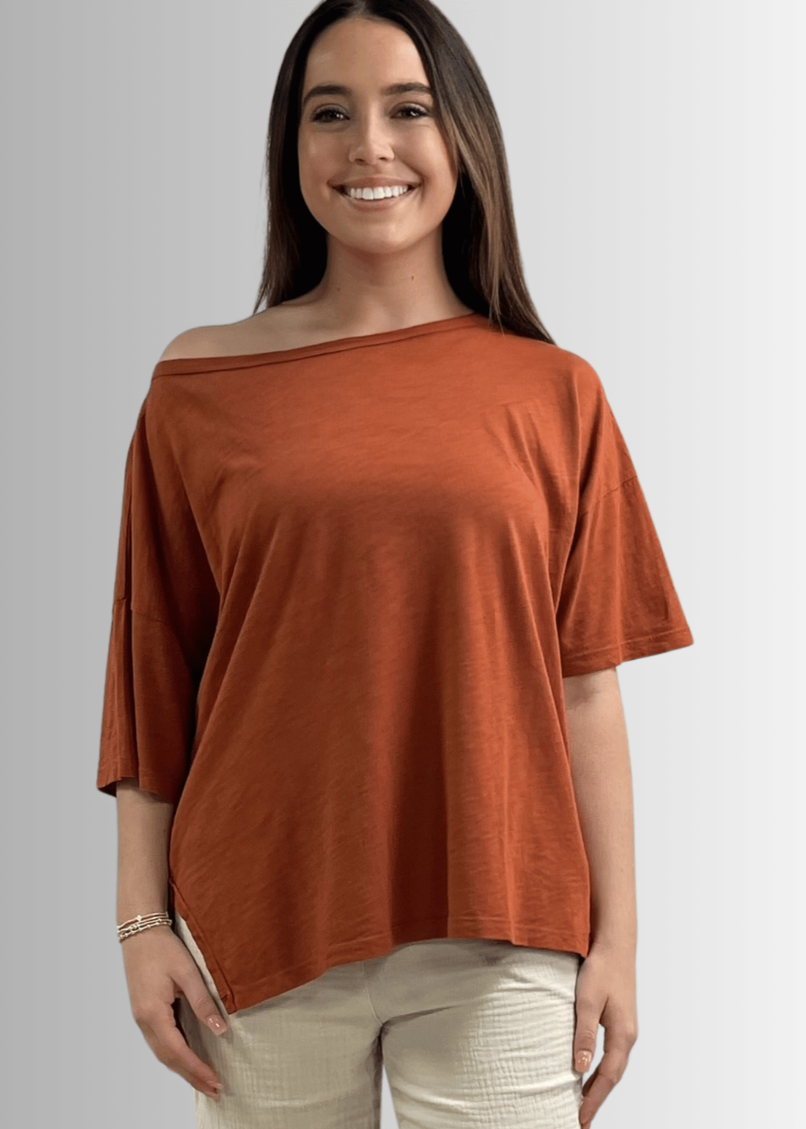 Aubree Cotton Slub Top in Gingerbread - Garment Dyed Comfort