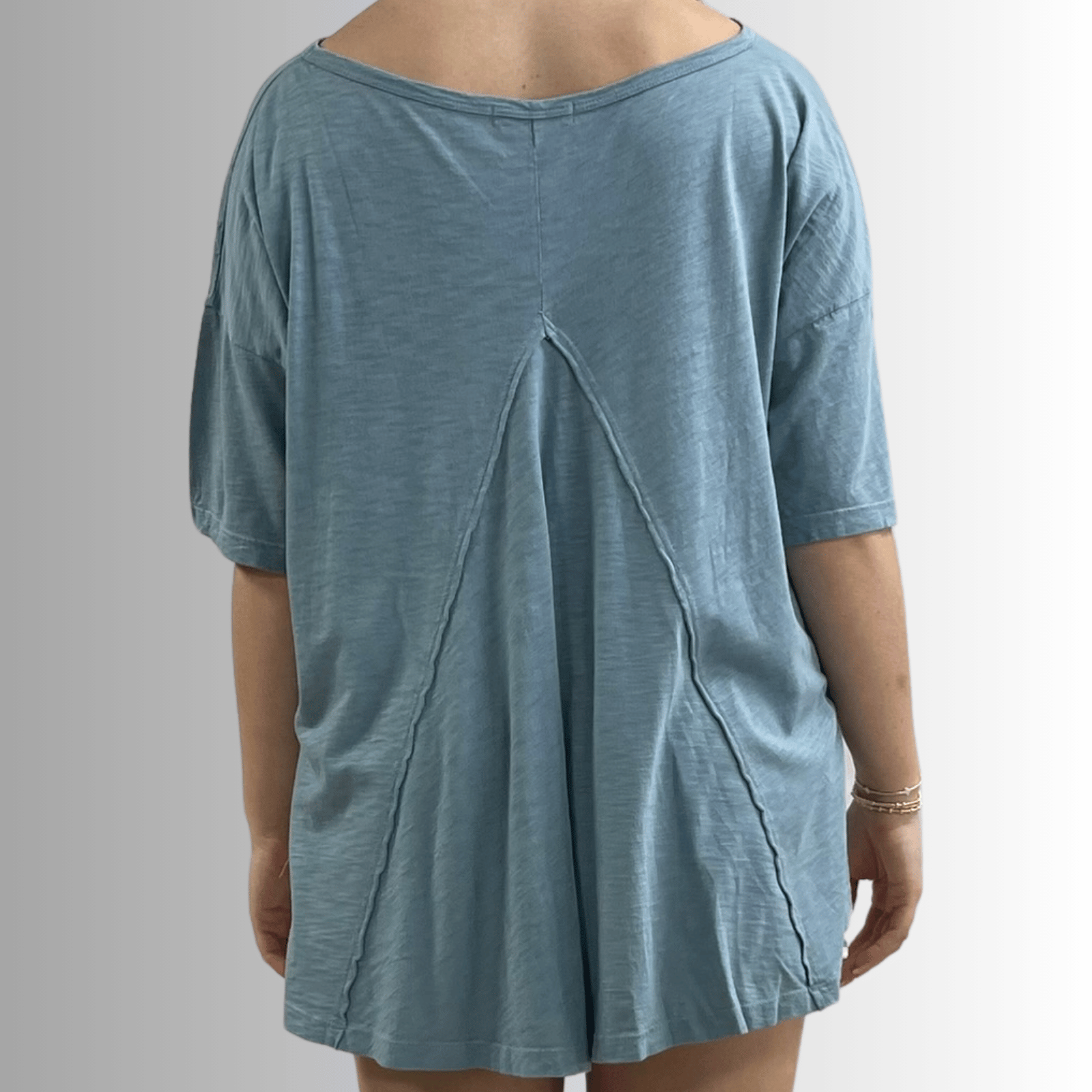 Aubree Cotton Slub Top in Light Steel Blue - Garment Dyed Comfort