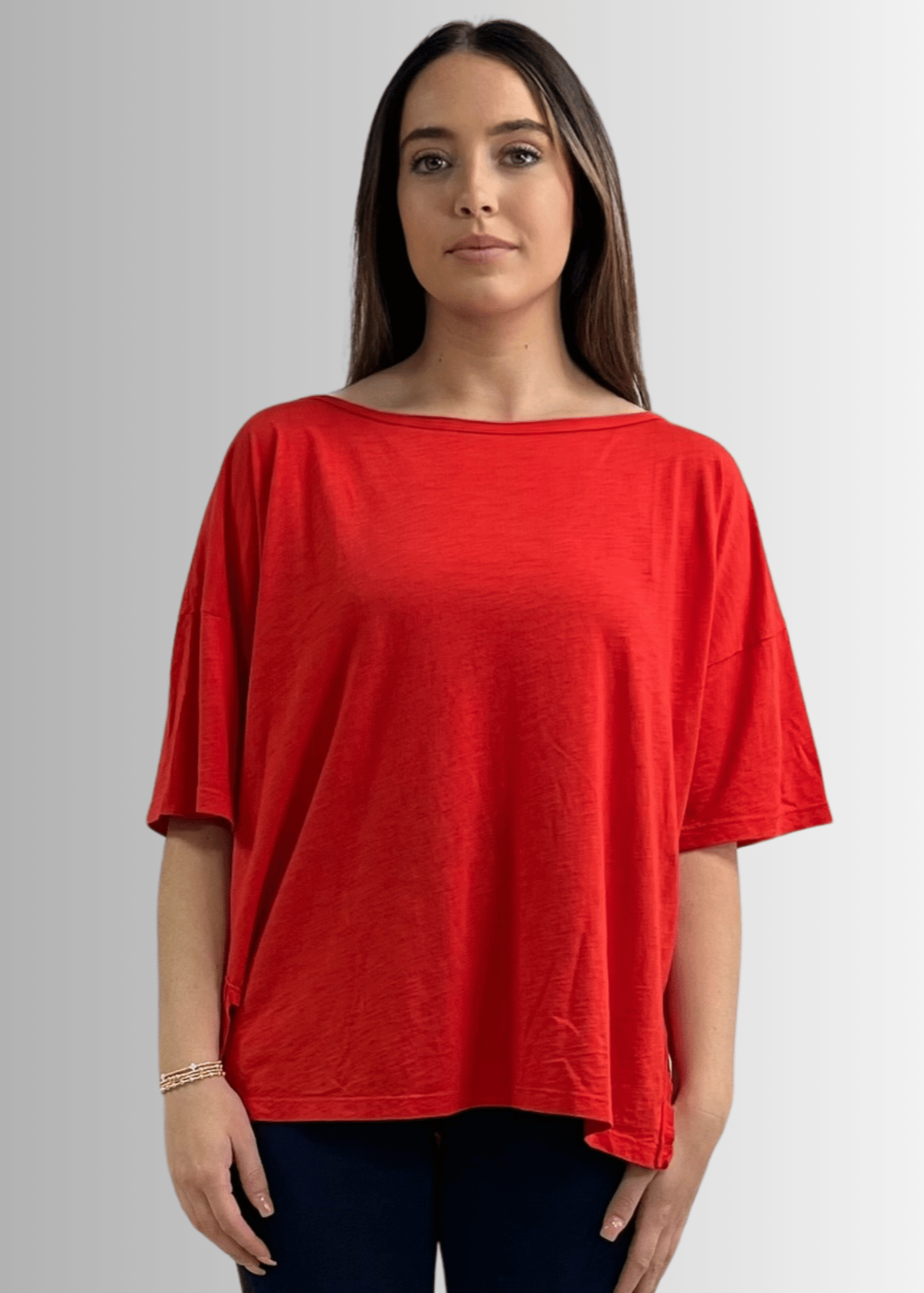 Aubree Cotton Slub Top in Crimson Red - Garment Dyed