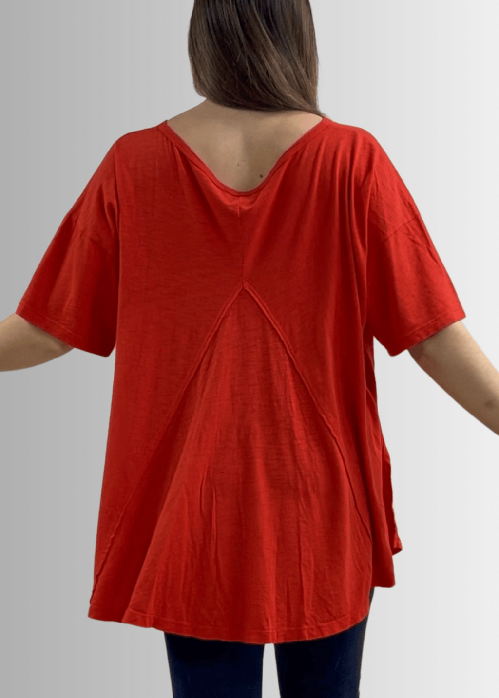 Aubree Cotton Slub Top in Crimson Red - Garment Dyed