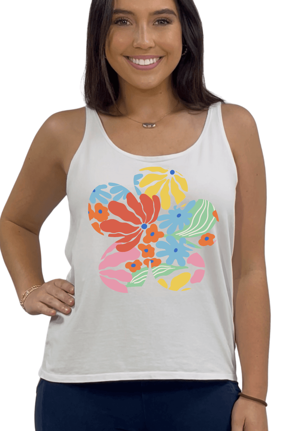 Groovy Flower Premium Cotton Tank Top - RFE Marketing Ventures