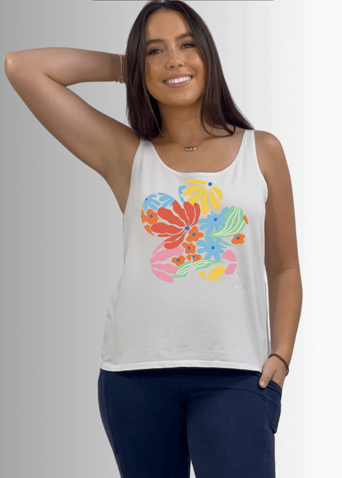 Groovy Flower Premium Cotton Tank Top - RFE Marketing Ventures