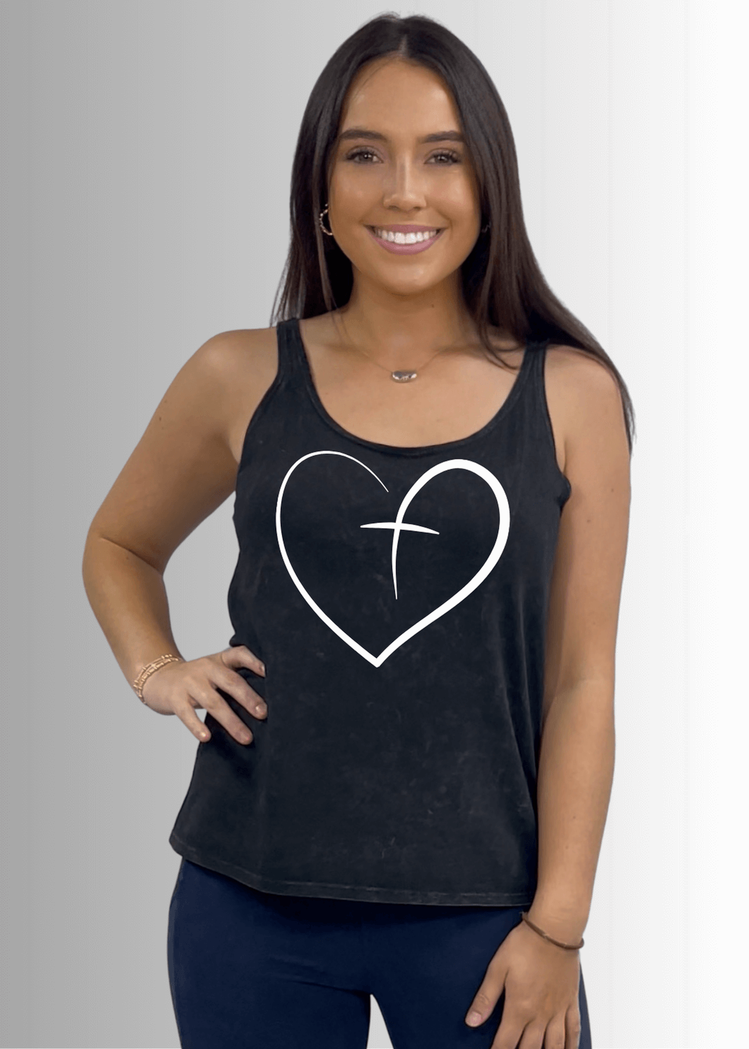 Heart Cross Graphic Premium Cotton Tank Top - RFE Marketing Ventures