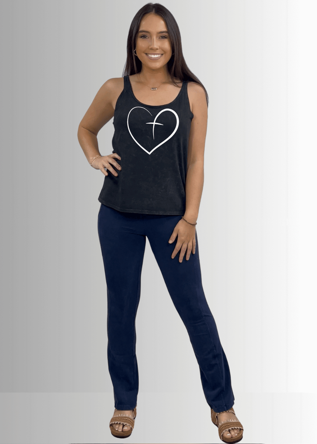 Heart Cross Graphic Premium Cotton Tank Top - RFE Marketing Ventures
