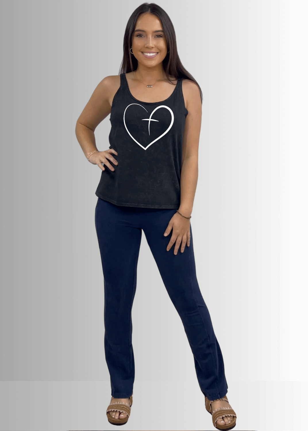 Heart Cross Graphic Premium Cotton Tank Top - RFE Marketing Ventures