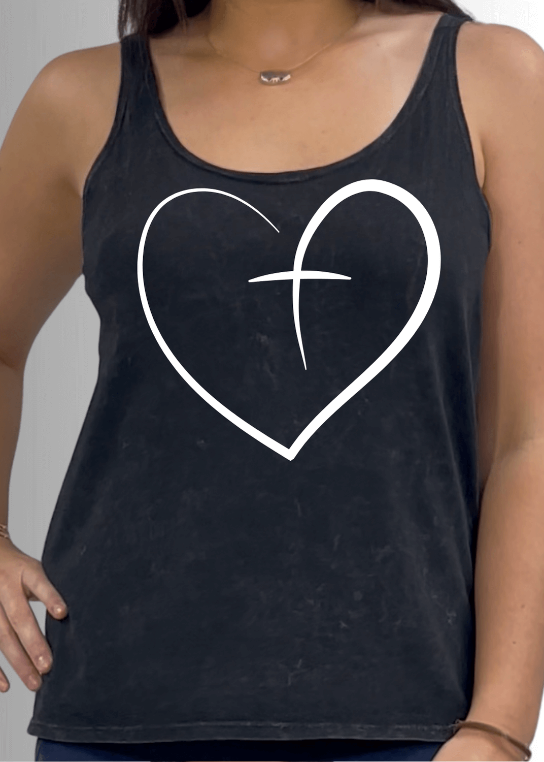 Heart Cross Graphic Premium Cotton Tank Top - RFE Marketing Ventures