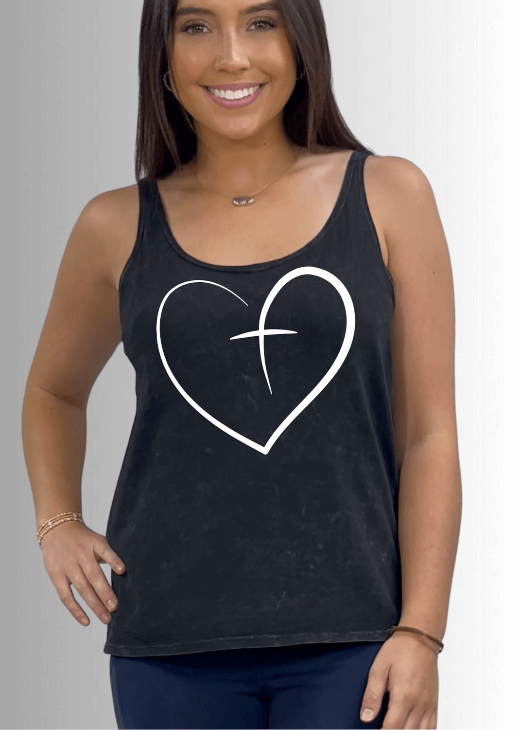 Heart Cross Graphic Premium Cotton Tank Top - RFE Marketing Ventures